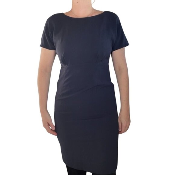 Lafayette 148 New York Navy Sheath Dress Size 10 - Picture 1 of 10
